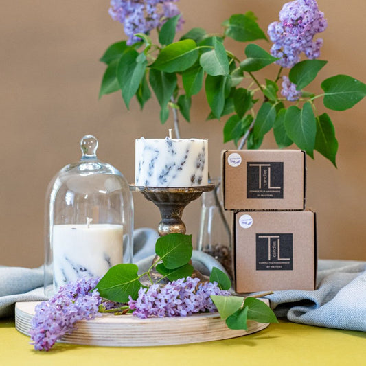 Hand-made Soy Wax Candle with Lavender Scent - White