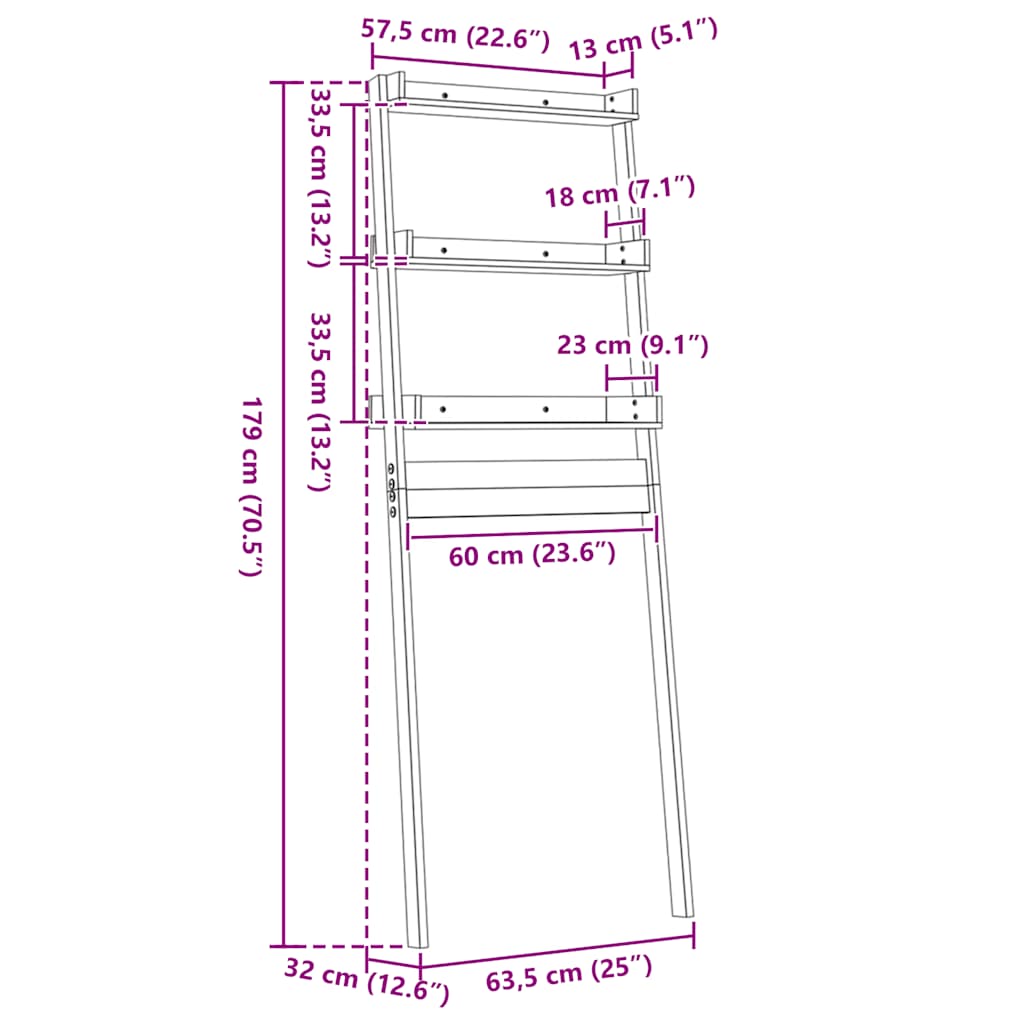 Toiletrek MANHATTEN - Wit Massief Grenenhou