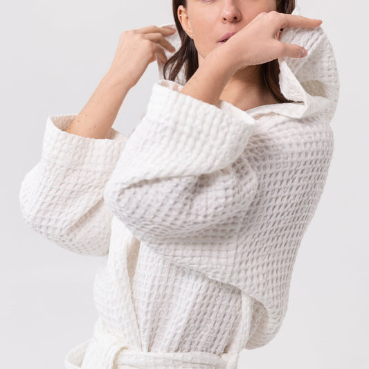 Witte Premium Badjas met Capuchon - Linnen & Katoen