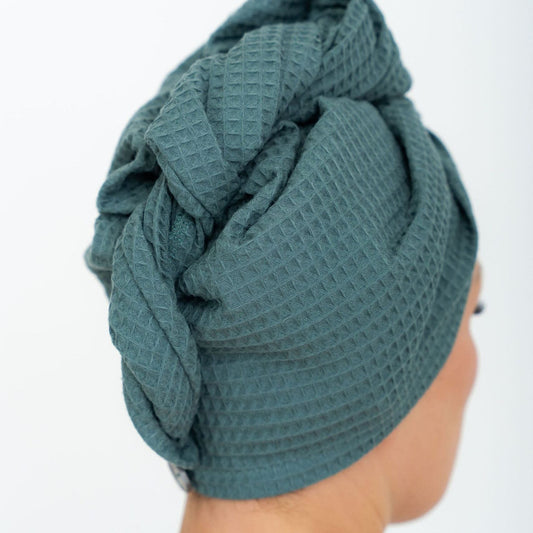 Secure Fit Cotton Hair Towel with Button Closure