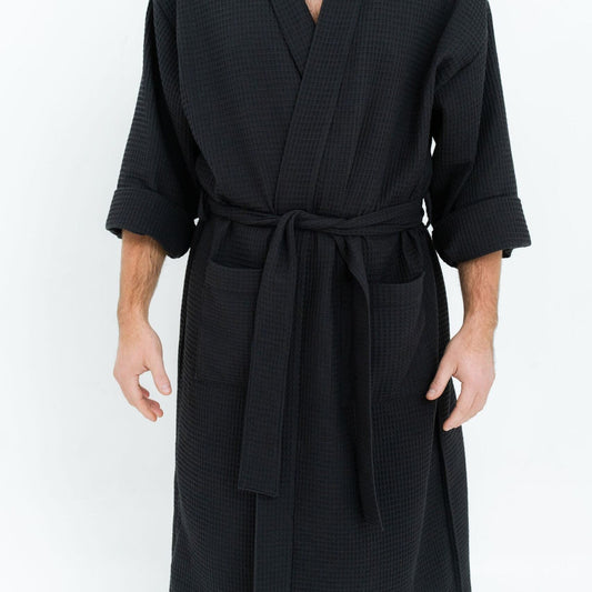 Long Waffle Fabric Robe for Men
