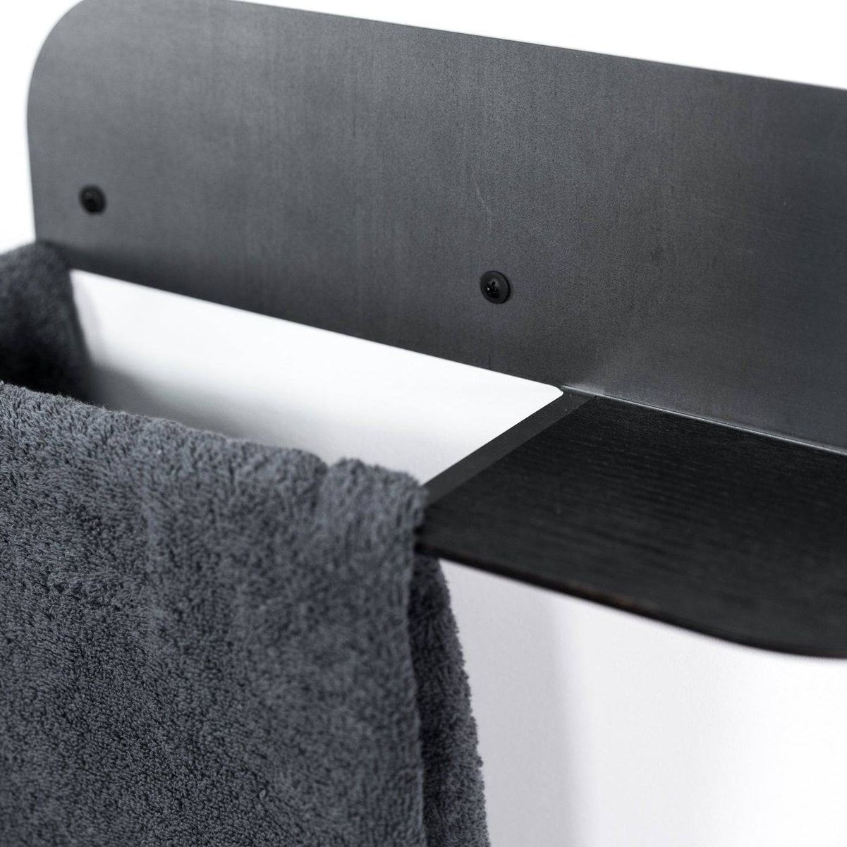 Steel & Wood Towel Rack - Waxed Steel