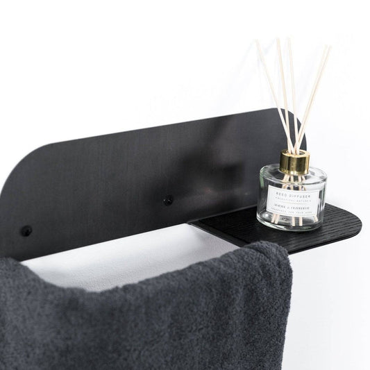 Steel & Wood Towel Rack - Waxed Steel