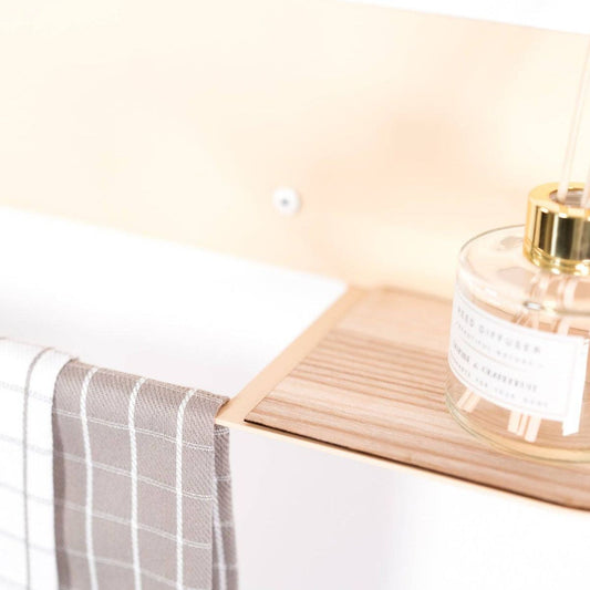 Steel & Wood Towel Rack - Beige